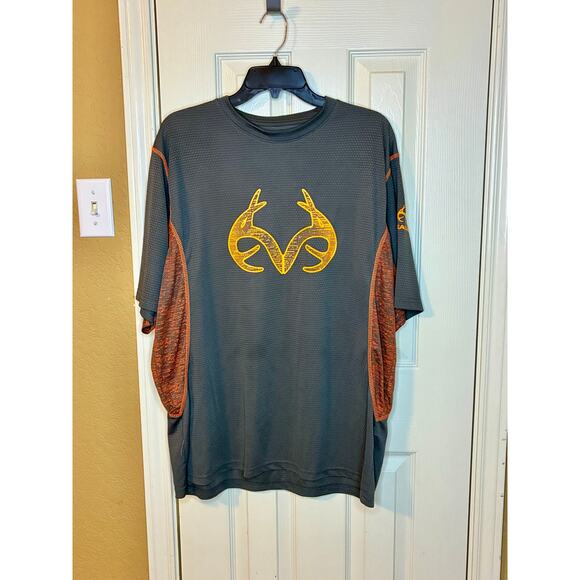 Realtree Performance Hunting Men’s Shirt Gray Orange US XL Polyester Logo - Picture 1 of 9
